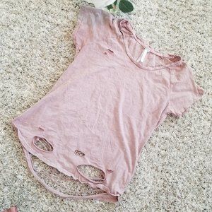 Dusty/Mauve Distressed Destroyed T Shirt M